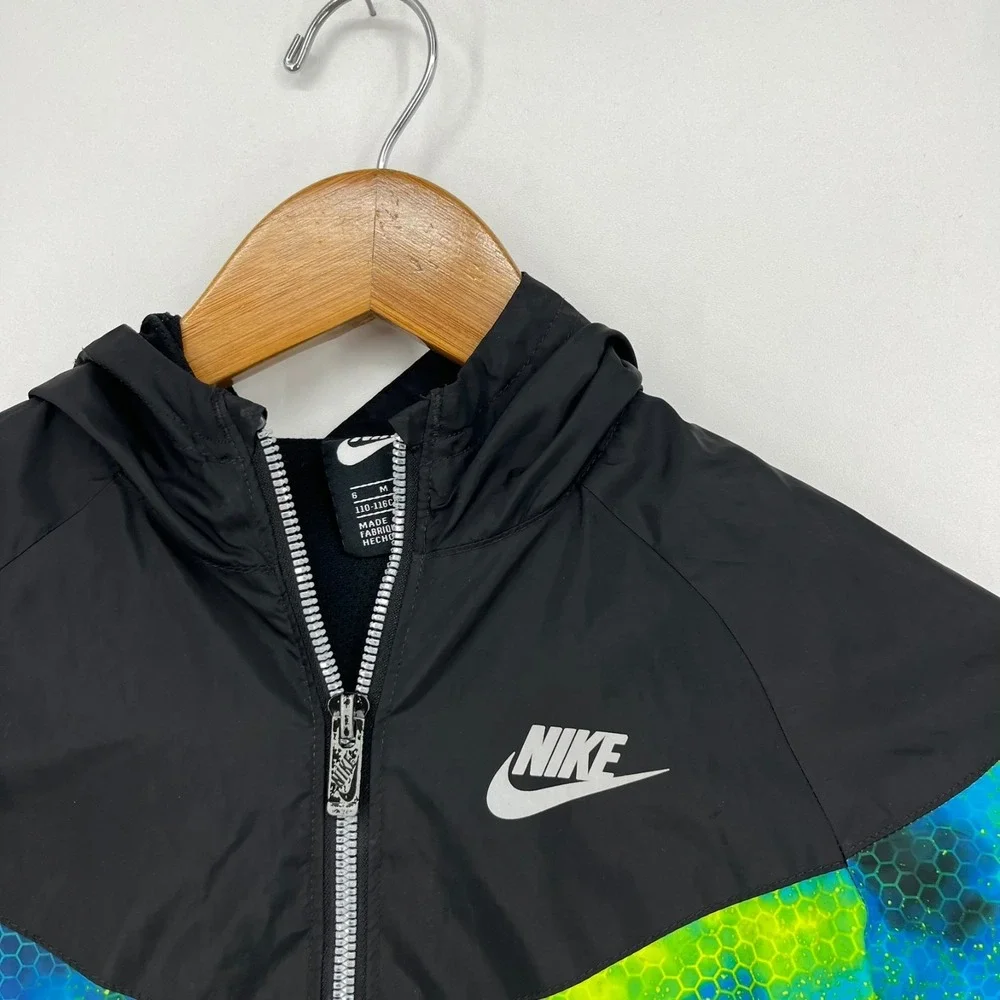 Nike Windbreaker Jacket Youth Size M 5-6 Years Multicolor Full Zip‎ Galaxy Print